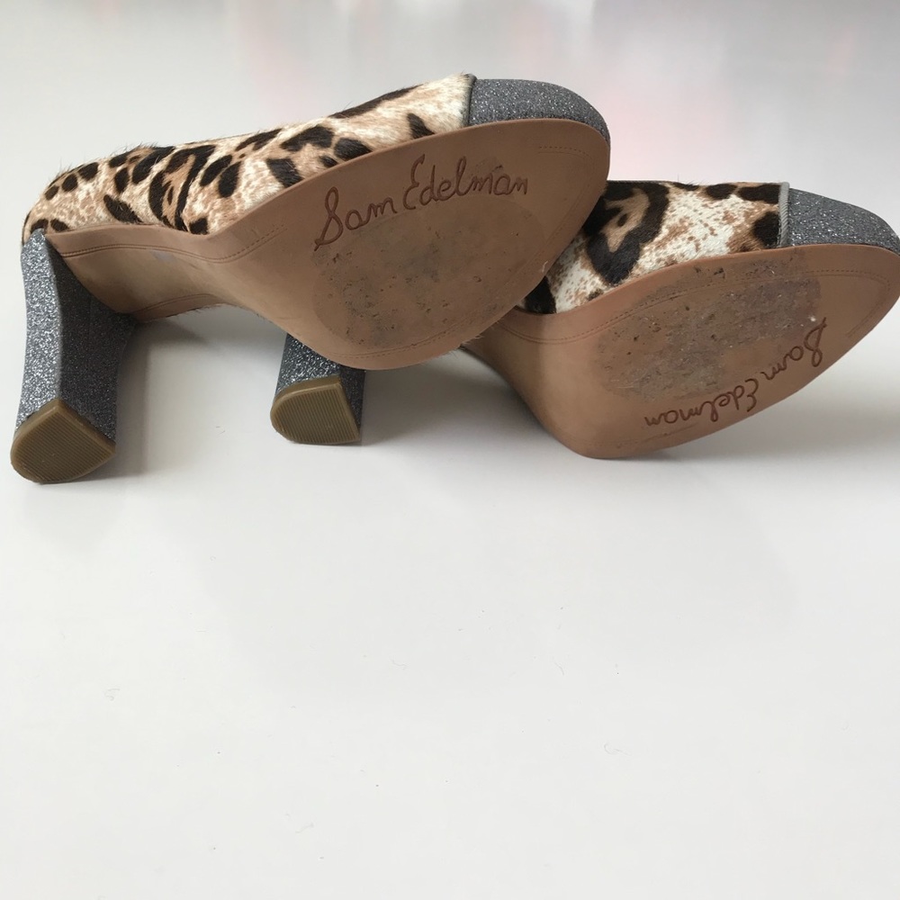 Sam Edelman Animal Print Glitter Heels 6.5 - Picture 7 of 8